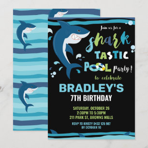 Shark-Tastic Pool Verjaardagsfeestje Shark Boy Kaart