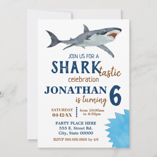 Shark-tastic verjaardagsfeestje shark bash kaart (Voorkant)