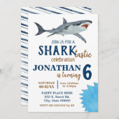 Shark-tastic verjaardagsfeestje shark bash kaart (Voorkant / Achterkant)