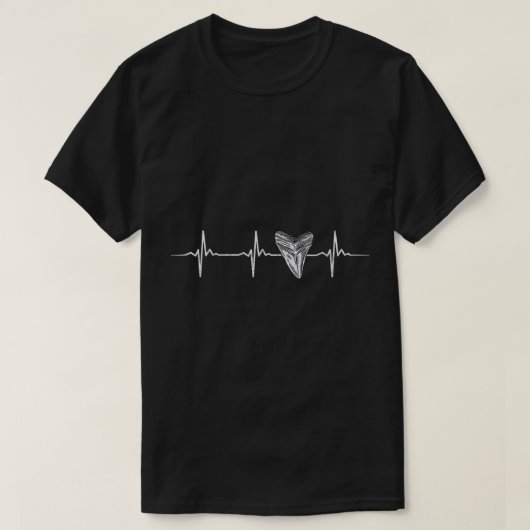 Shark Teeth Collector Fossil Hunter Heart EKG T-Sh T-shirt (Design voorkant)