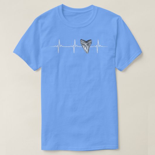 Shark Teeth Collector Fossil Hunter Heart EKG T-shirt (Design voorkant)