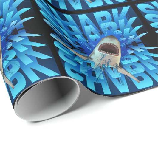Shark Text Effect Typografie Cadeaupapier (Rol Hoek)