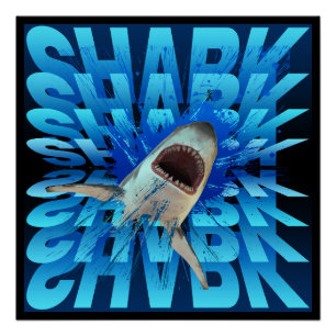 Shark Text Effect Typografie Perfect Poster