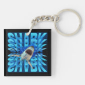 Shark Text Effect Typografie Sleutelhanger (Achterkant)