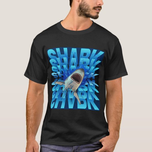 Shark Text Effect Typografie T-shirt (Voorkant)