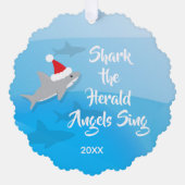 Shark the Herald Angels Zing Funny Ornament Kaart (Voorkant)