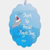 Shark the Herald Angels Zing Funny Ornament Kaart (Links)