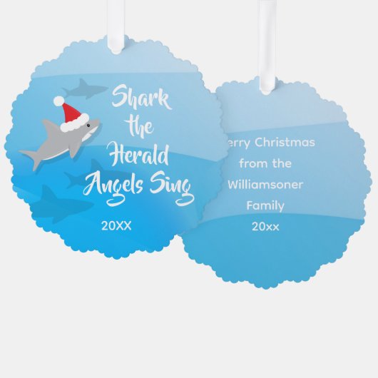 Shark the Herald Angels Zing Funny Ornament Kaart (Voorkant / Achterkant)