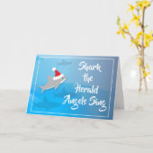 Shark the Herald Angels zingen kerstvakantie Kaart (Gele Bloem)