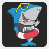 Shark the lifeguard vierkante sticker (Voorkant)