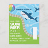 Shark Thed Summer Pool Birthday Party Briefkaart (Voorkant)