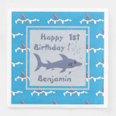 Shark Thema 1e Verjaardag Papier Servetten met Naa (Voorkant)