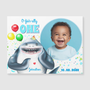 Shark Thema Kids Verjaardagsfoto Magnetische Kaart