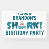SHARK Theme Blue Blauwgroen Birthday Party Kind Ba Spandoek (Horizontaal)