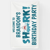 SHARK Theme Blue Blauwgroen Birthday Party Kind Ba Spandoek (Verticaal)