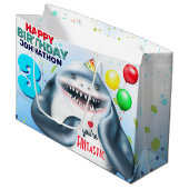 Shark Theme Fintastic Kids Birthday Groot Cadeauzakje (Voorkant Gekanteld)
