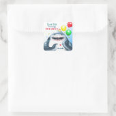 Shark Theme Fintastic Kids Birthday Hartelijk dank Vierkante Sticker (Tas)