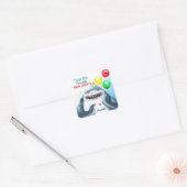 Shark Theme Fintastic Kids Birthday Hartelijk dank Vierkante Sticker (Envelop)