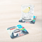 Shark Theme Fintastic Kids Birthday Kartonnen Onderzetters (Insitu)