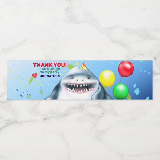 Shark Theme Fintastic Kids Birthday Waterfles Etiket (Enkel label)