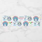 Shark Theme Fintastic Kids Birthday Waterfles Etiket (Enkel label)