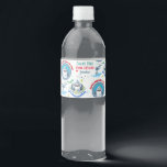 Shark Theme Fintastic Kids Birthday Waterfles Etiket<br><div class="desc">Het overslaan van Shark met pet van een feestje met ballonnen.</div>