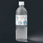 Shark Theme Fintastic Kids Birthday Waterfles Etiket<br><div class="desc">Het overslaan van Shark met pet van een feestje met ballonnen.</div>
