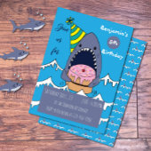 Shark Theme Kind Birthday Blue Invitations Kaart