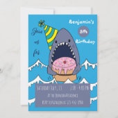Shark Theme Kind Birthday Blue Invitations Kaart (Voorkant)