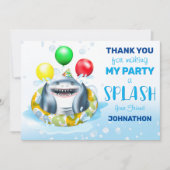 Shark Theme Kinderen Birthday Party Bedankkaart (Voorkant)