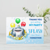 Shark Theme Kinderen Birthday Party Bedankkaart (Staand voorkant)