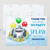 Shark Theme Kinderen Birthday Party Bedankkaart (Voorkant / Achterkant)