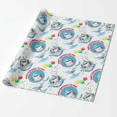 Shark Theme Kinderen Birthday Party Cadeaupapier (Uitgerold)