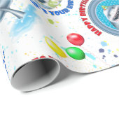 Shark Theme Kinderen Birthday Party Cadeaupapier (Rol Hoek)
