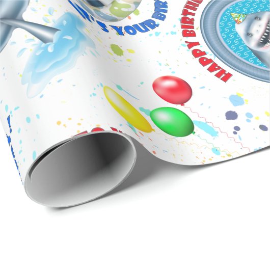 Shark Theme Kinderen Birthday Party Cadeaupapier (Rol Hoek)