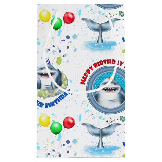 Shark Theme Kinderen Birthday Party Klein Cadeauzakje (Achterkant)