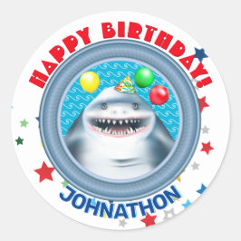 Shark Theme Kinderen Birthday Party Ronde Sticker