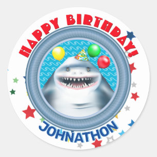 Shark Theme Kinderen Birthday Party Ronde Sticker