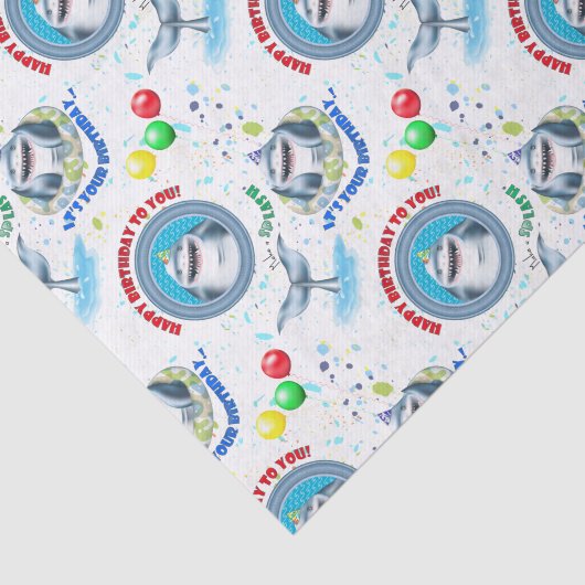 Shark Theme Kinderen Birthday Party Tissuepapier (Detail)