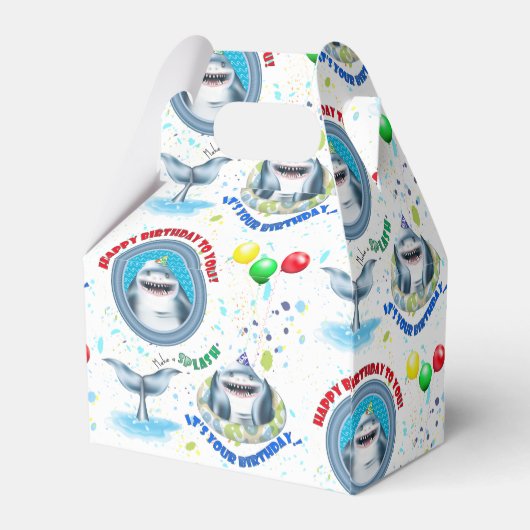 Shark Theme Kinderen van Birthday Bedankdoosjes (Achterkant)
