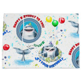 Shark Theme Kinderen van Birthday Groot Cadeauzakje (Voorkant)