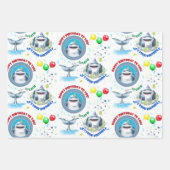 Shark Theme Kinderen van Birthday Inpakpapier Vel (Voorkant)