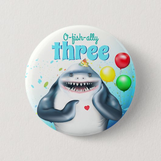 Shark Theme Kinderen van Birthday Ronde Button 5,7 Cm (Voorkant)