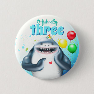 Shark Theme Kinderen van Birthday Ronde Button 5,7 Cm