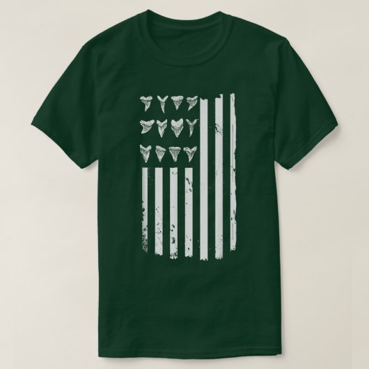 Shark Tooth Hunting American Flag Design for Fossi T-shirt (Design voorkant)