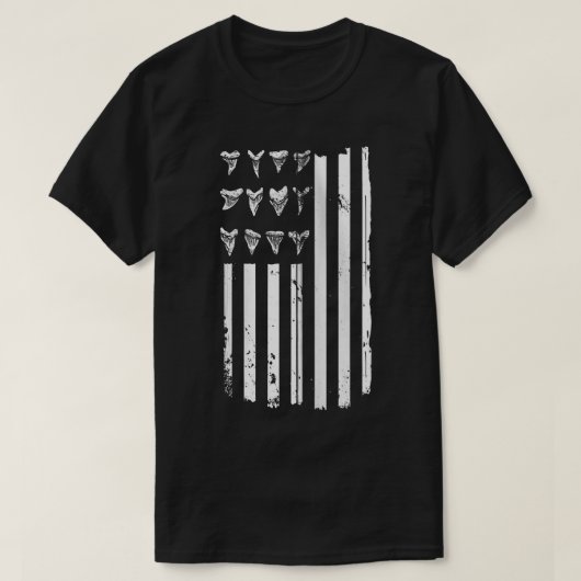 Shark Tooth Hunting American Flag Design for Fossi T-shirt (Design voorkant)