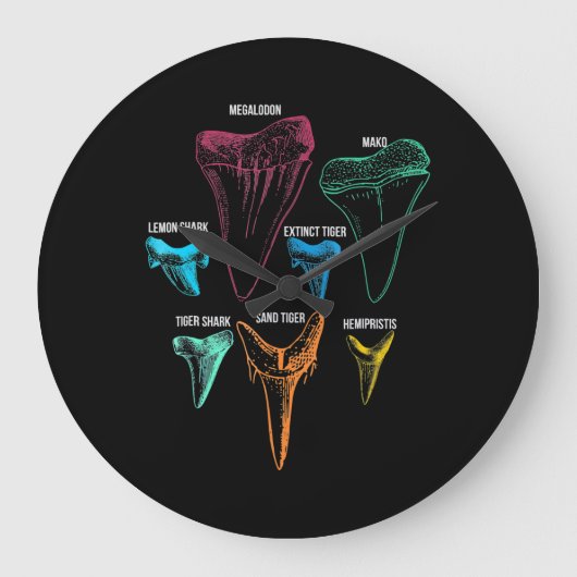 Shark Tooth Hunting - Crazy Shark Gifts Grote Klok (Voorkant)