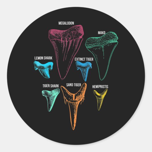 Shark Tooth Hunting Identity Key Ronde Sticker (Voorkant)