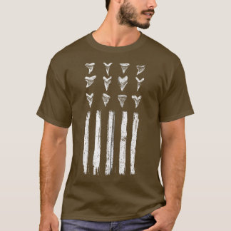 Shark Tooth Hunting US Flag Design for Fossil Hunt T-shirt