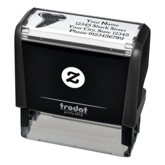 Shark Tooth logo aangepast retouradres Zelfinktende Stempel (Product)
